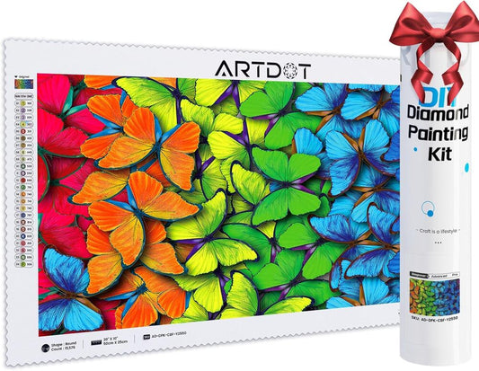 Deimantinė mozaika 5D  50cm x 25cm spalvoti drugeliai